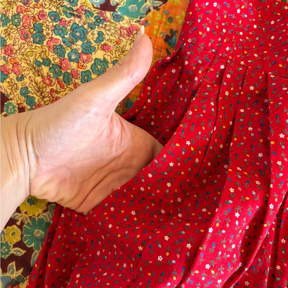 Prairie midi/maxi ditsy floral pattern waist cotton vintage skirt - Picture 6 of 8